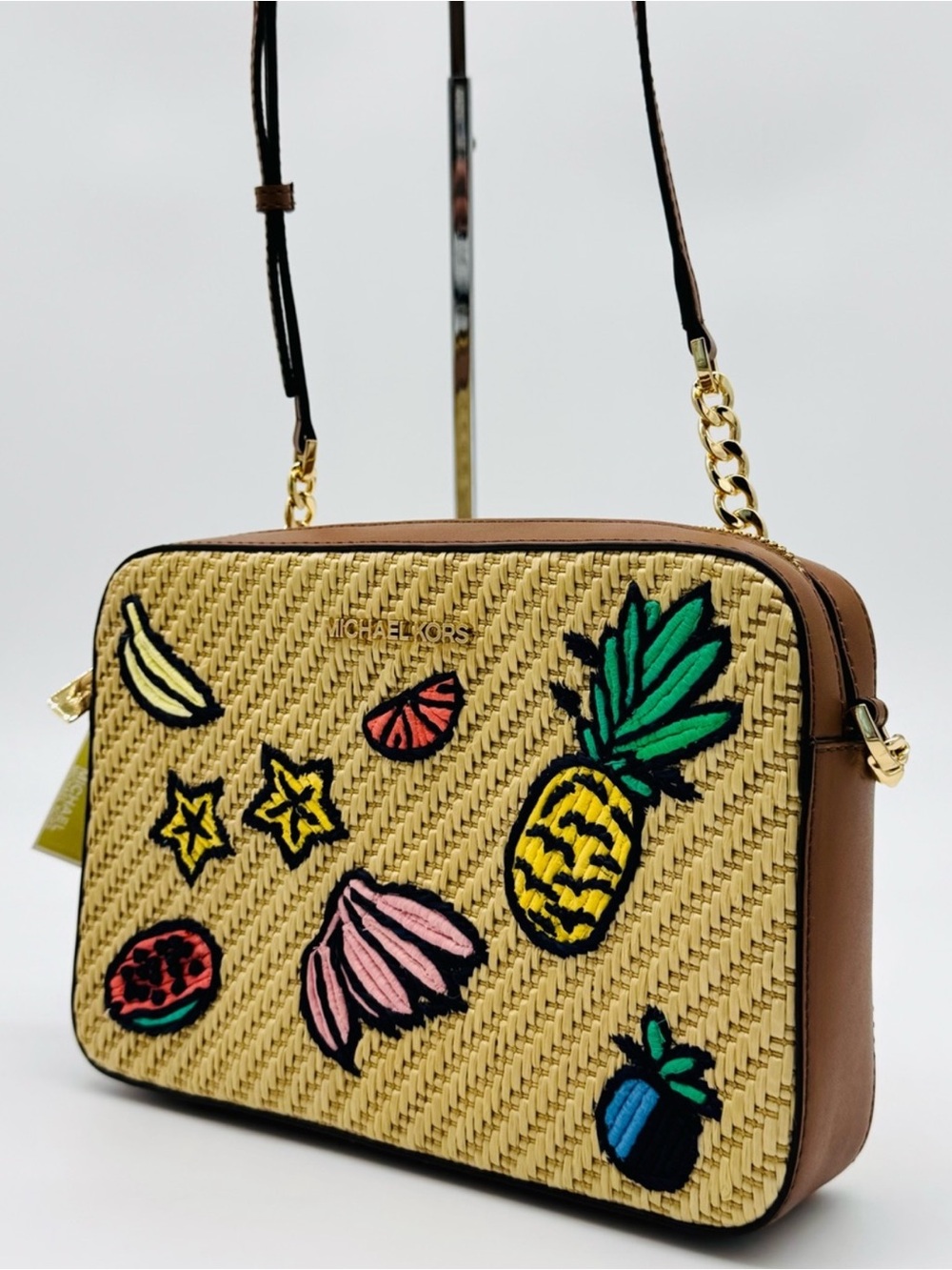 Michael Kors Island Escape Large Jet Set Item EW Xbody Bag Natural Multi